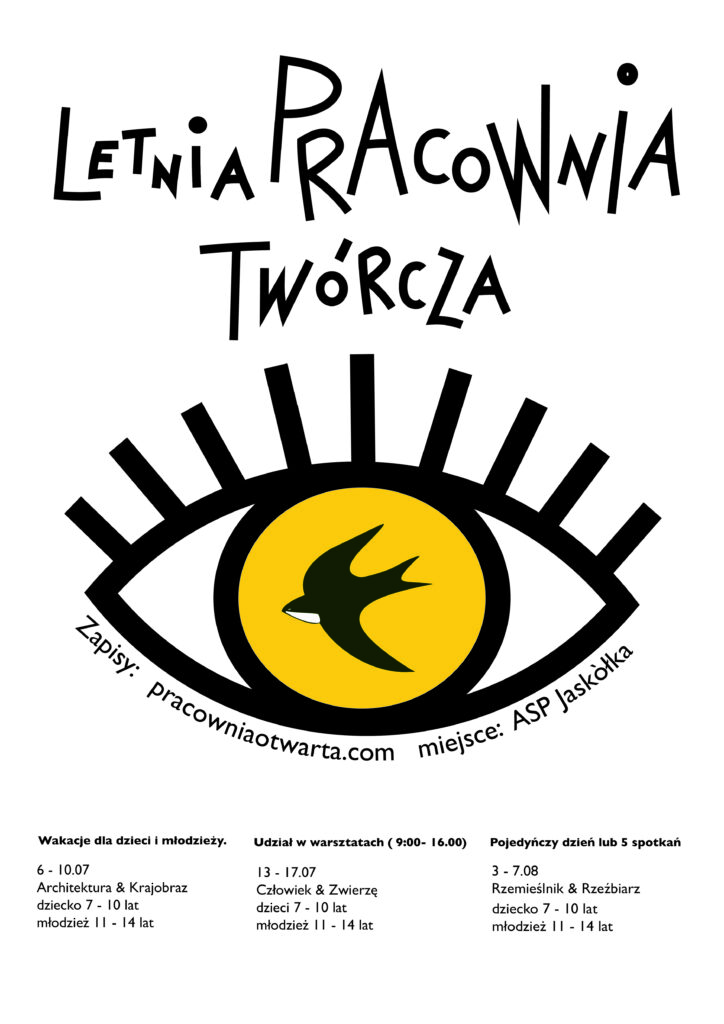 Artystyczne Wakacje 2026 / ZAPISY PÓŁKOLONIE Wrocław letnie warsztaty półkolonie Praconia otarta asp jaskółka